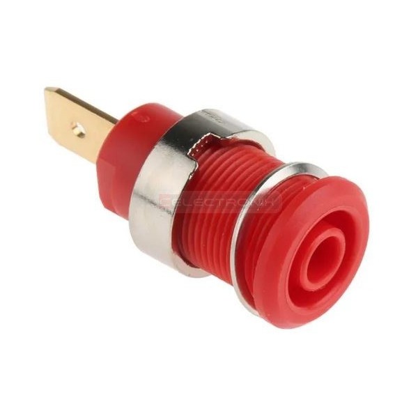 Fiche Banane femelle sécurisée 4mm Rouge avec cosse male 6mm