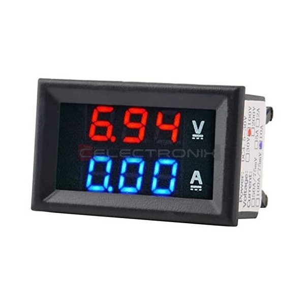 Voltmètre Ampèremètre digitale pour façade Rouge et Bleu DC 0-100V/50A Pour  automobile et Bateau