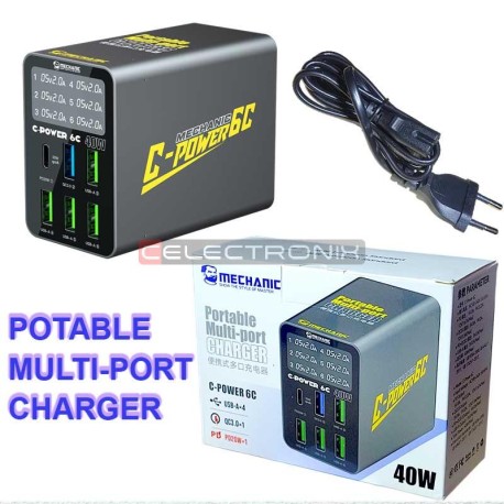Chargeur USB C-POWER 6C Multi Port Charge Rapide Portable Intelligent ...