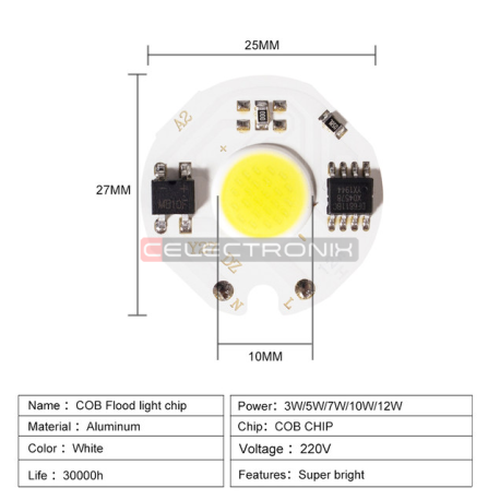 Module LED COB 12W AC220V 6500K | Eclairage LED Tunisie